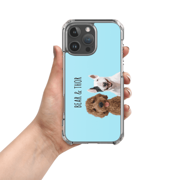 Cover de teléfono con retratos de  dos mascotas