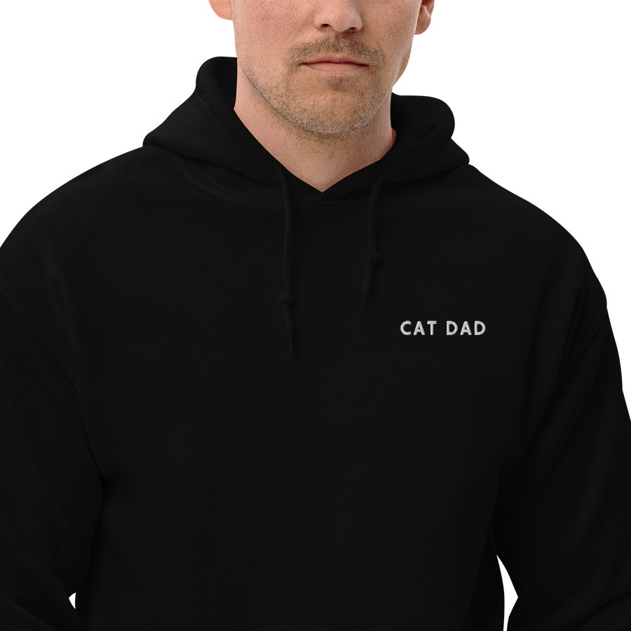Sudadera con capucha bordada "Cat Dad"