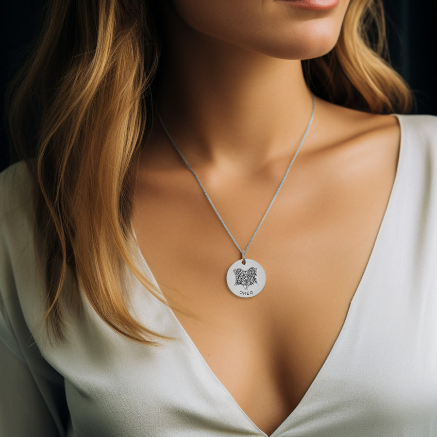 Collar con retrato de mascota grabado personalizado