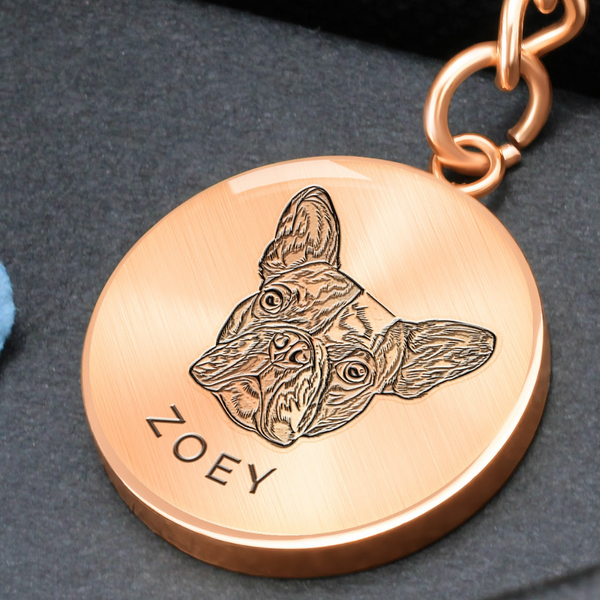 Llavero con retrato de mascota grabado personalizado
