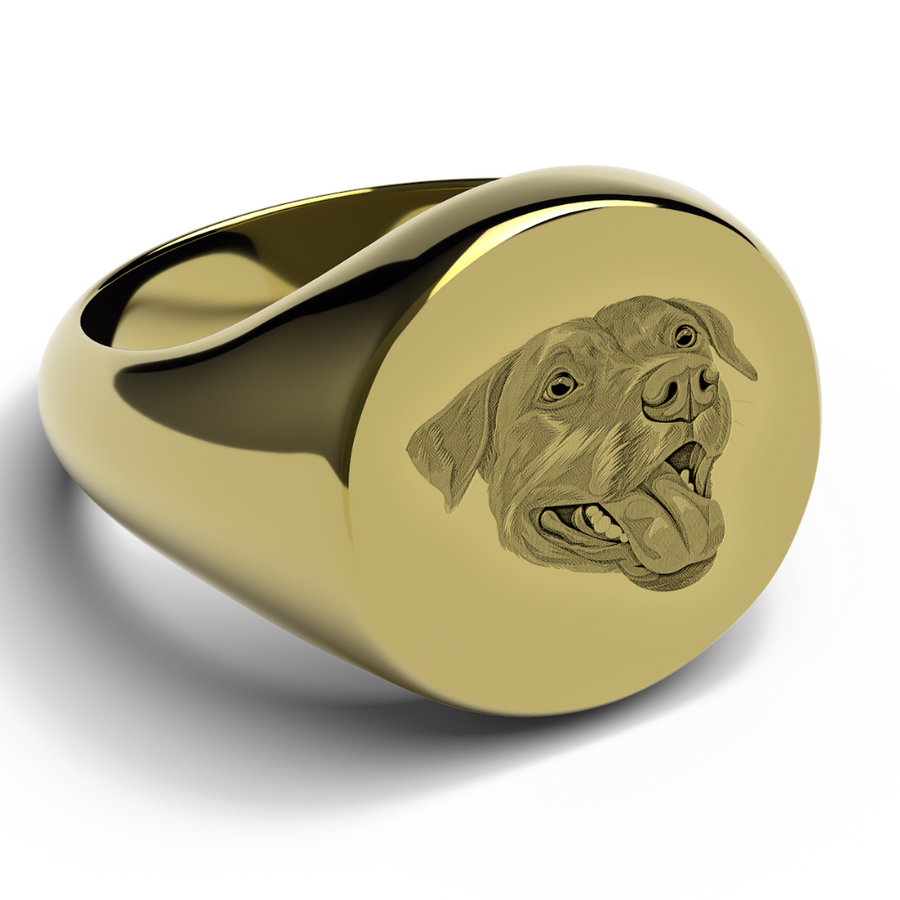 Anillo con retrato de mascota grabado personalizado