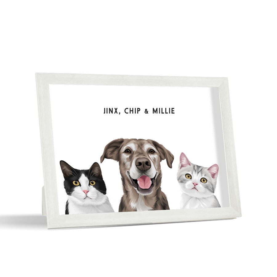 Retrato de tres mascotas para escritorio