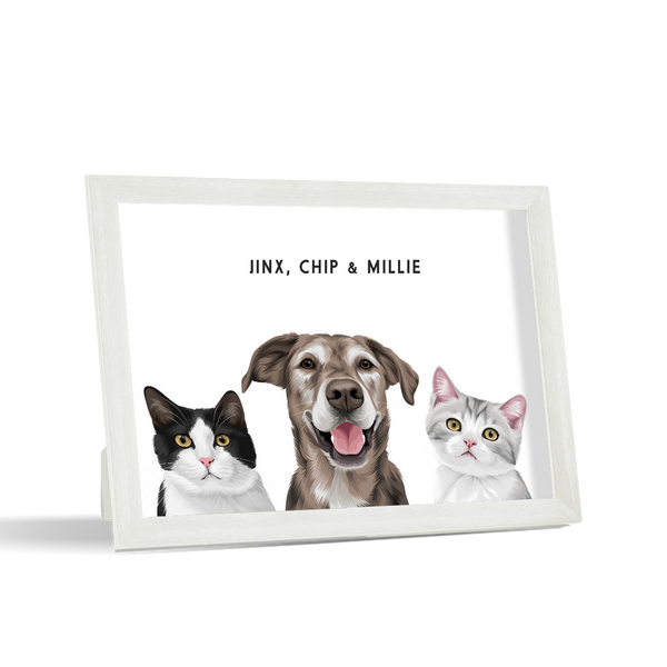 Retrato de tres mascotas para escritorio