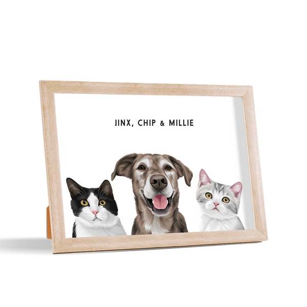 Retrato de tres mascotas para escritorio