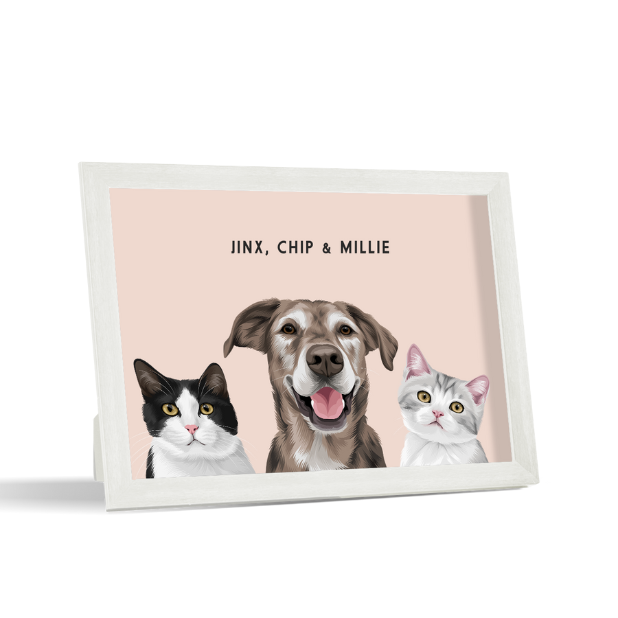 Retrato de tres mascotas para escritorio