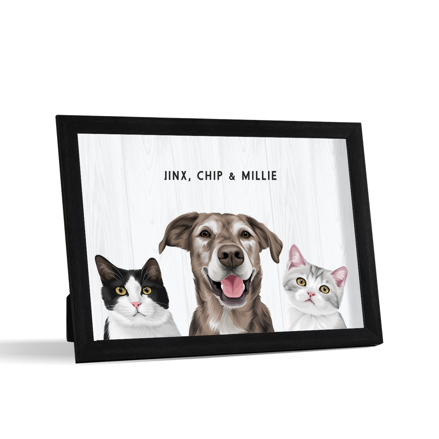 Retrato de tres mascotas para escritorio