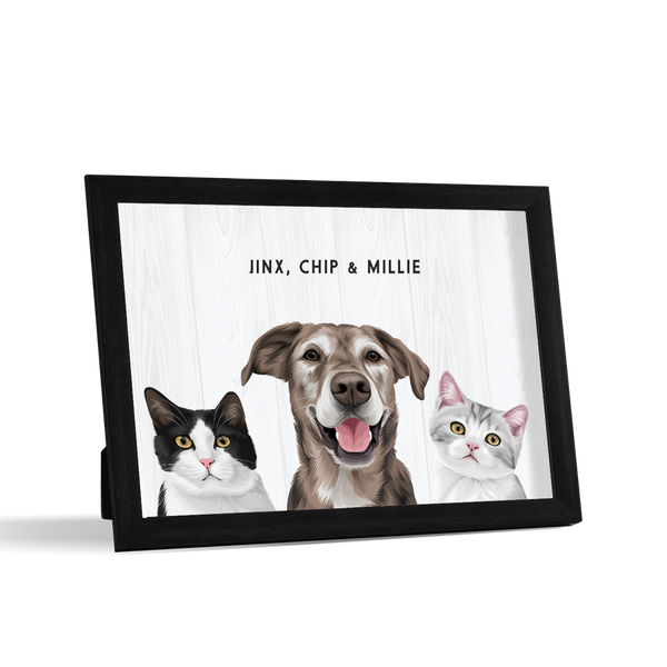 Retrato de tres mascotas para escritorio