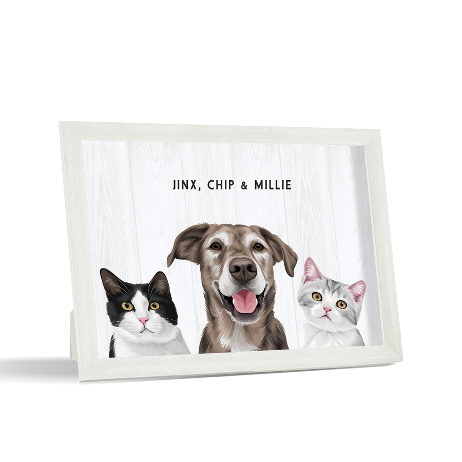 Retrato de tres mascotas para escritorio