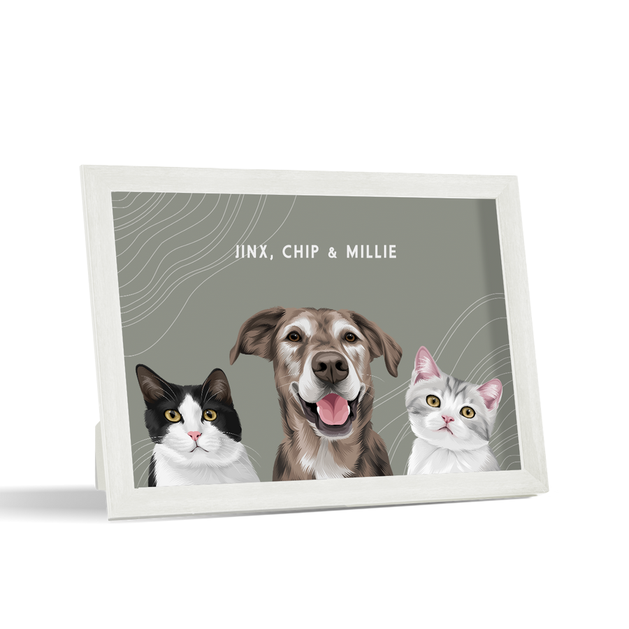 Retrato de tres mascotas para escritorio