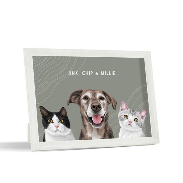 Retrato de tres mascotas para escritorio