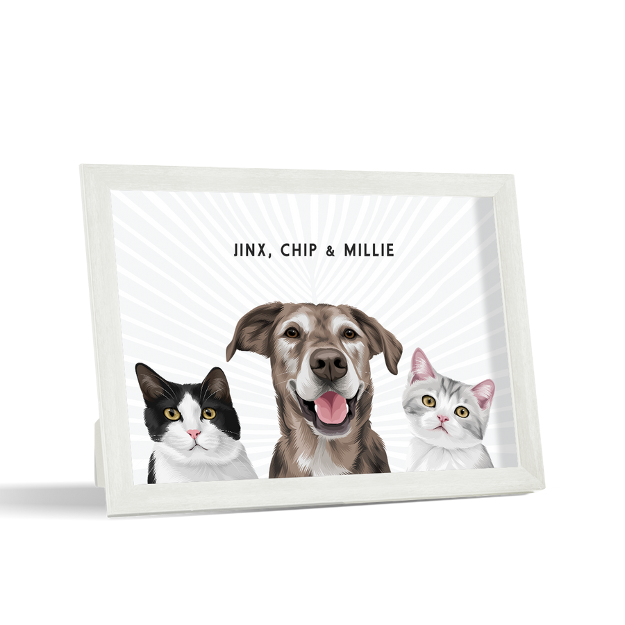 Retrato de tres mascotas para escritorio