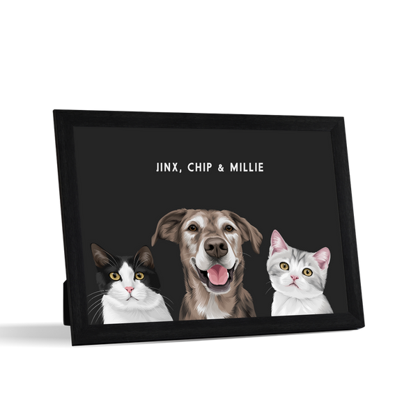 Retrato de tres mascotas para escritorio