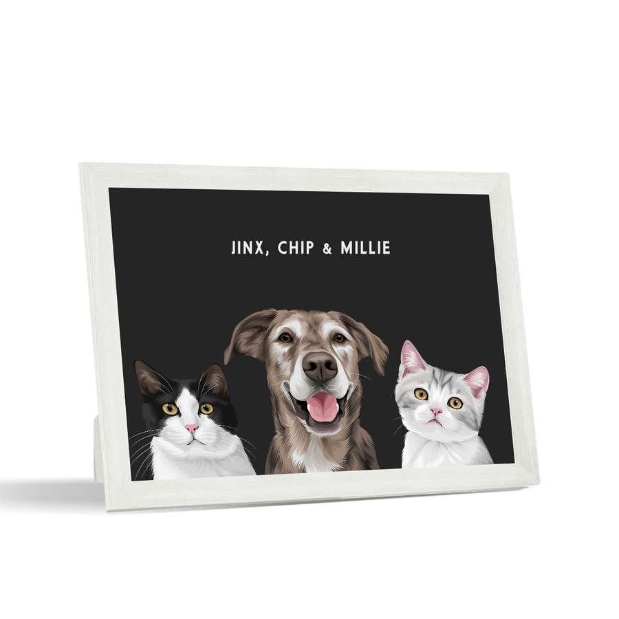 Retrato de tres mascotas para escritorio