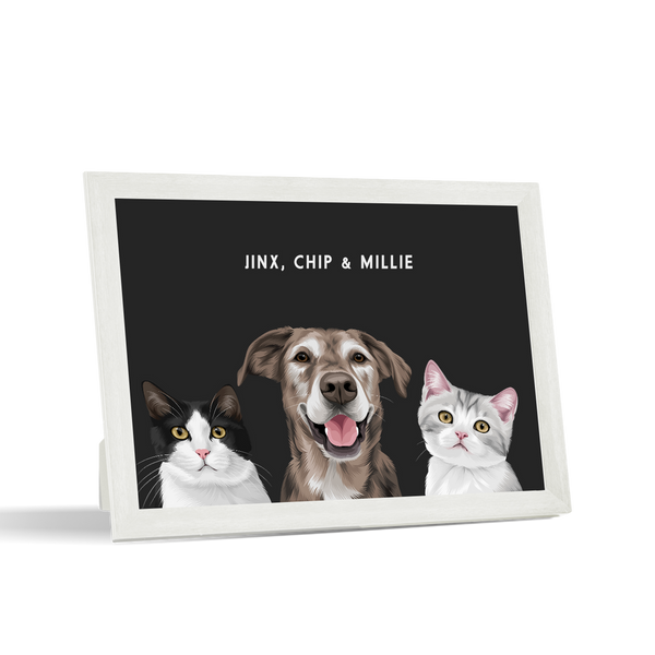 Retrato de tres mascotas para escritorio