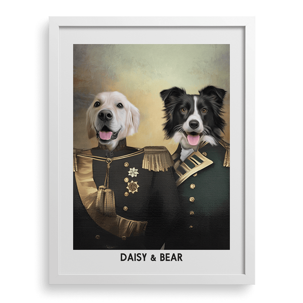 Retrato de mascota con protectores personalizados