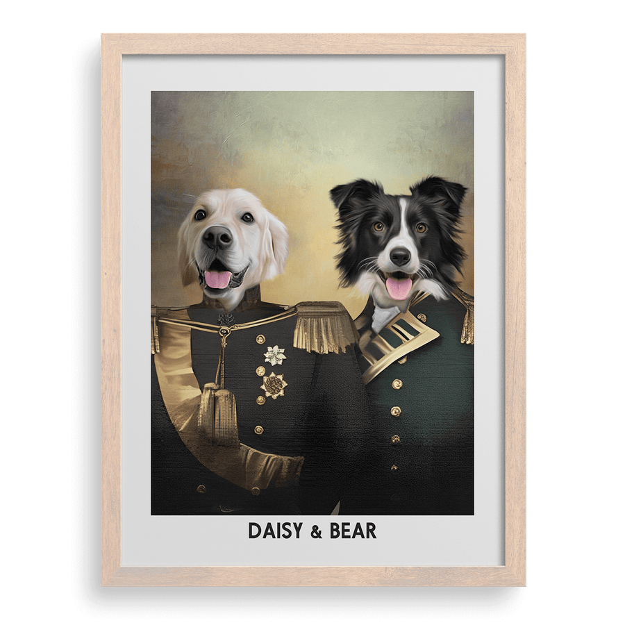 Retrato de mascota con protectores personalizados