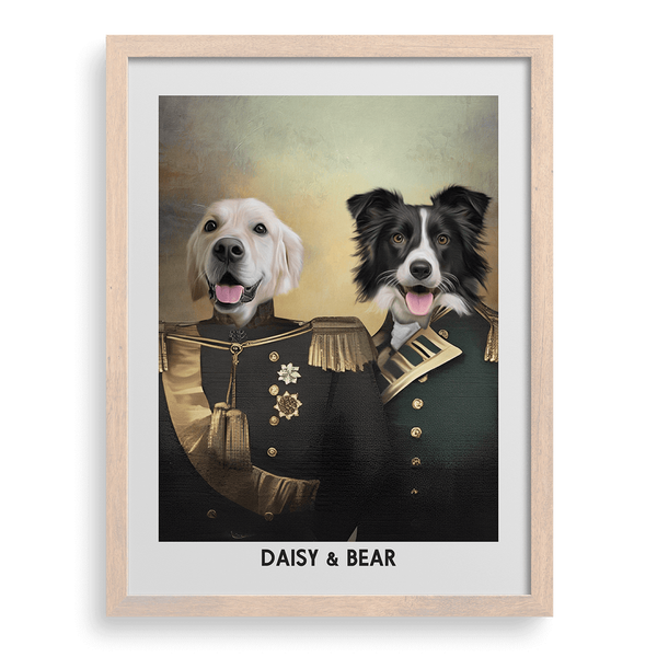 Retrato de mascota con protectores personalizados