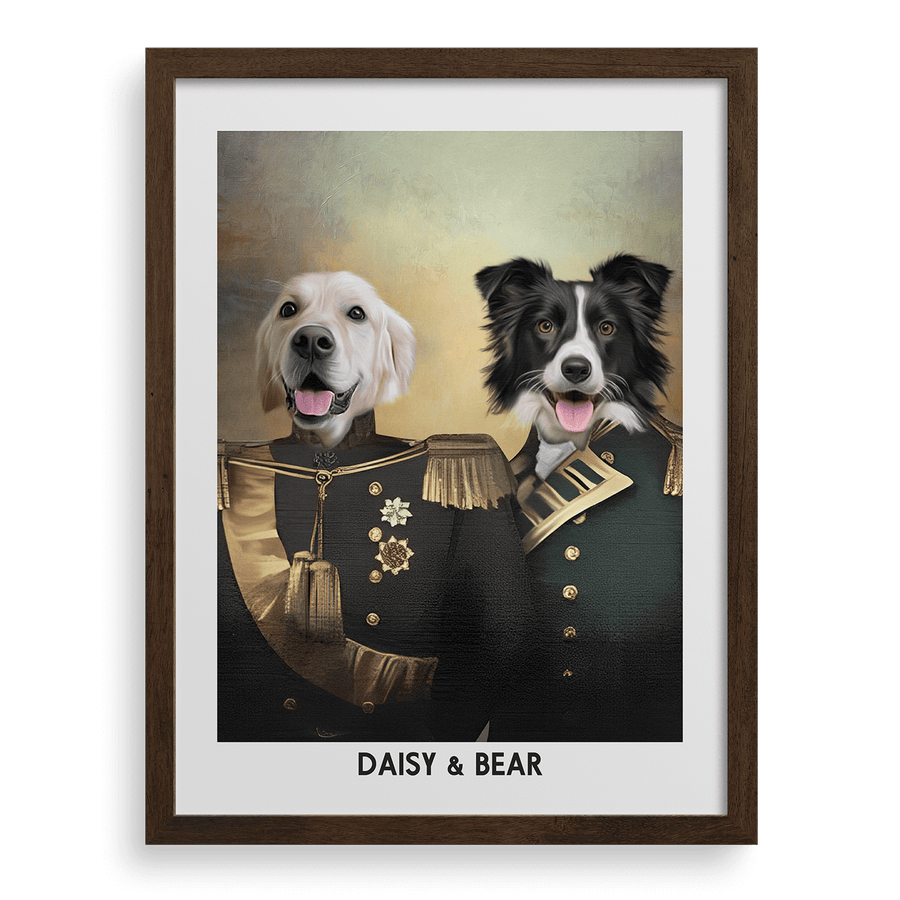 Retrato de mascota con protectores personalizados