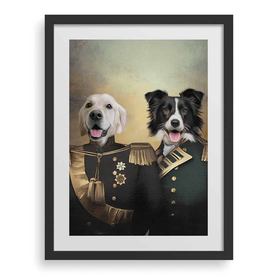 Retrato de mascota con protectores personalizados