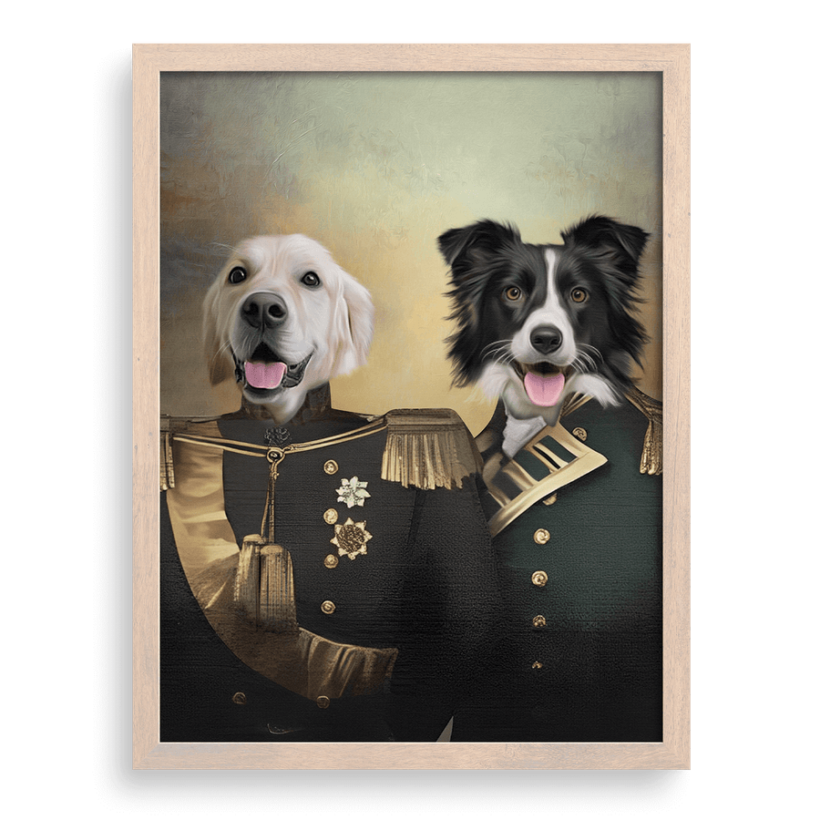 Retrato de mascota con protectores personalizados