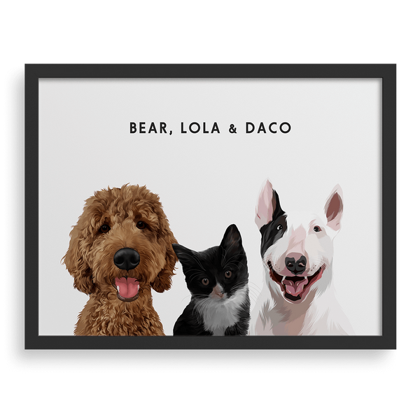 Retrato de tres mascotas