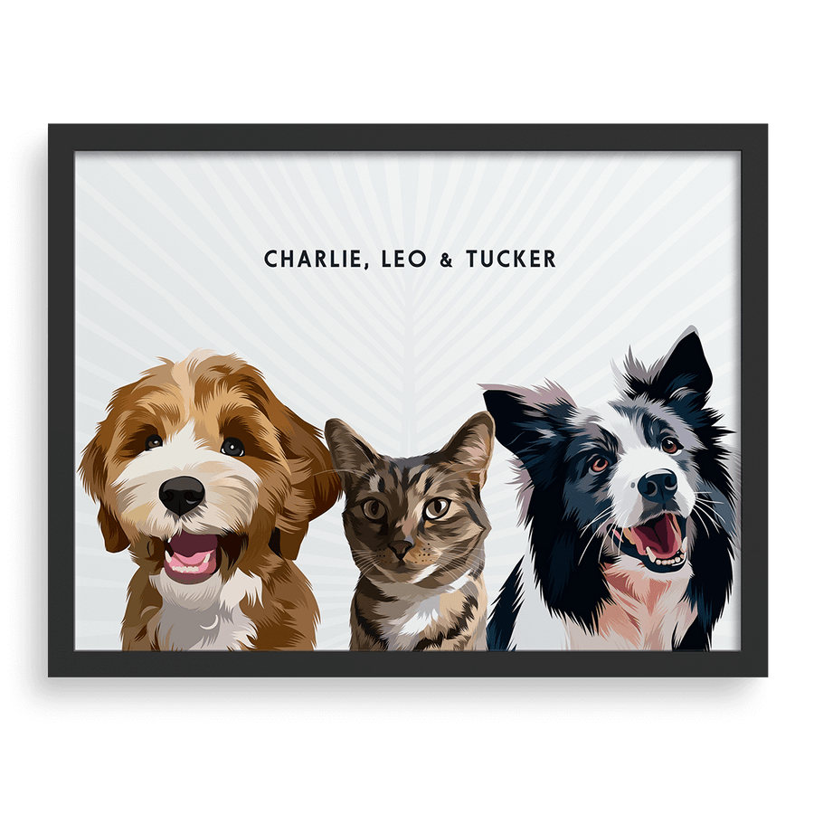 Retrato de tres mascotas