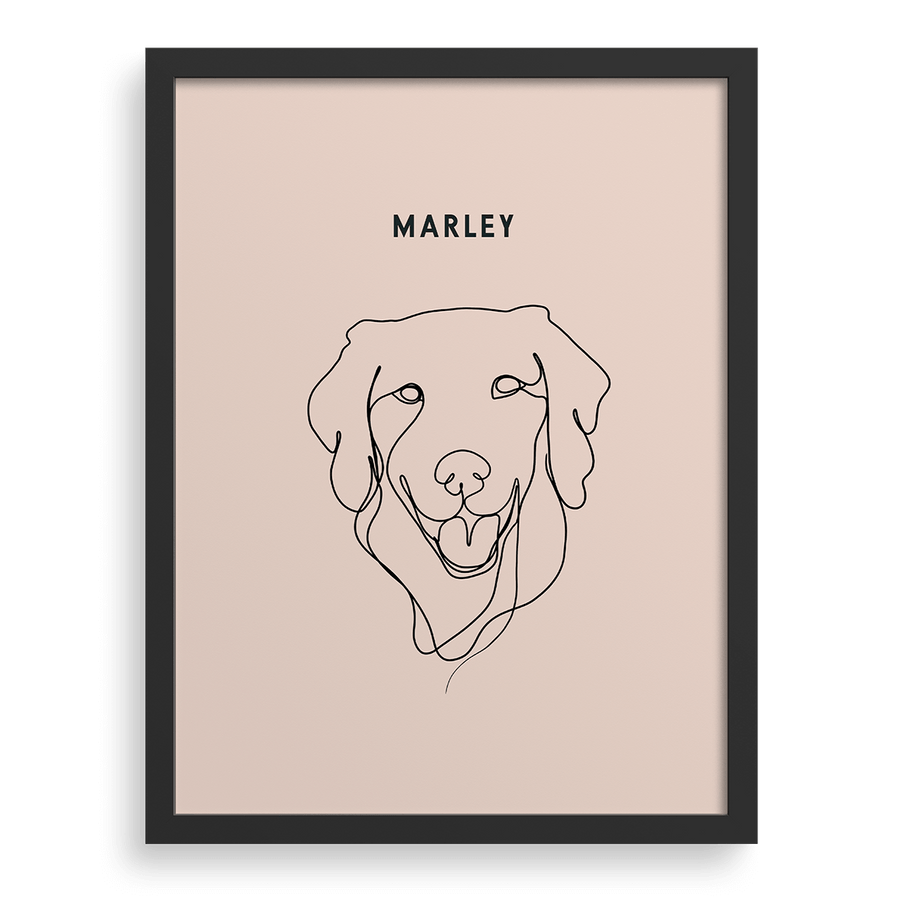 Retrato con dibujo lineal de una mascota