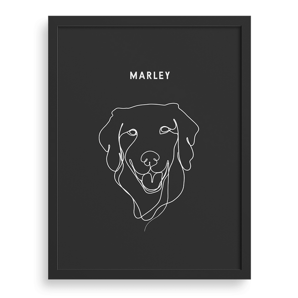 Retrato con dibujo lineal de una mascota