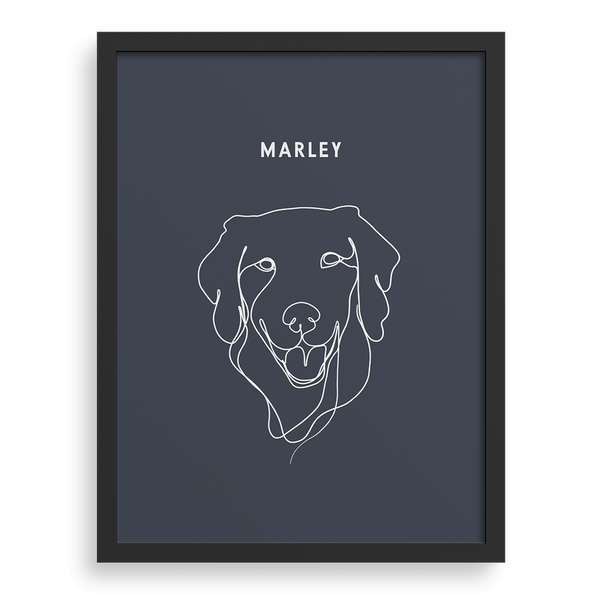 Retrato con dibujo lineal de una mascota