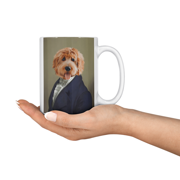 Taza personalizada con retrato de mascota "Dignified Gentleman Royal"