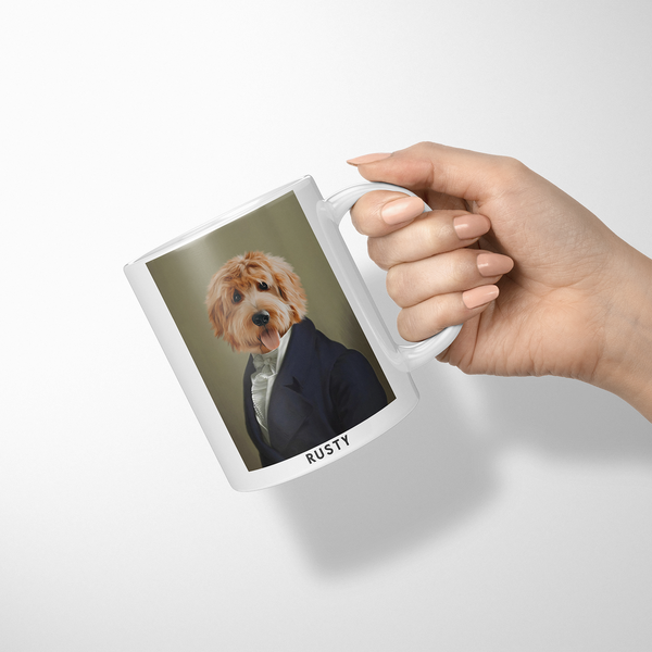 Taza personalizada con retrato de mascota "Dignified Gentleman Royal"