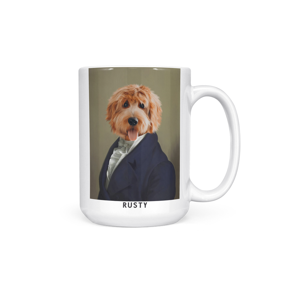 Taza personalizada con retrato de mascota "Dignified Gentleman Royal"