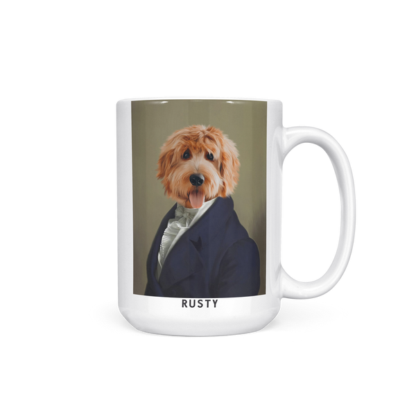 Taza personalizada con retrato de mascota "Dignified Gentleman Royal"