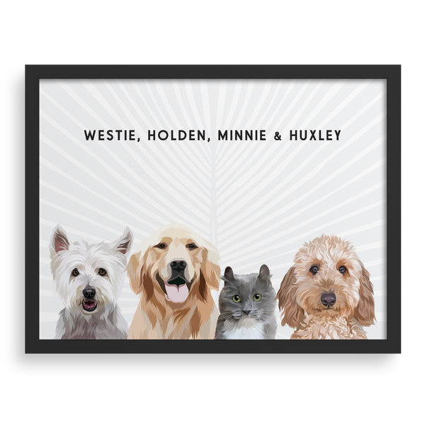 Retrato de cuatro mascotas