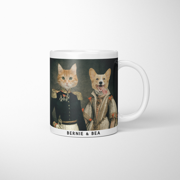 Taza personalizada con retrato de las mascotas de los Duques