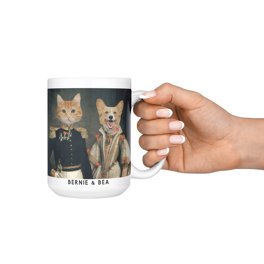 Taza personalizada con retrato de las mascotas de los Duques