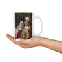 Taza personalizada con retrato de mascota con rey y reina
